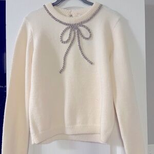 English Factory Rhinestone Bow Sweater